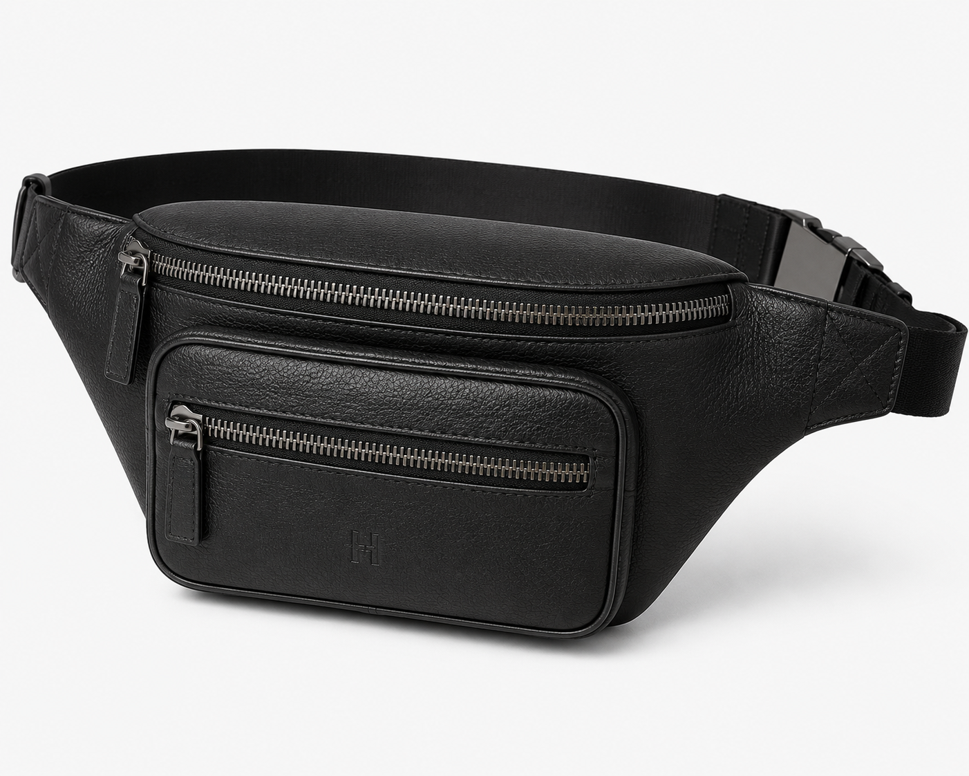 Premium Leather Crossbody Belt Bag – Black | Halliverton